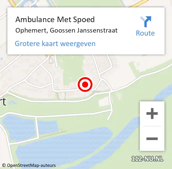 Locatie op kaart van de 112 melding: Ambulance Met Spoed Naar Ophemert, Goossen Janssenstraat op 13 augustus 2022 12:10