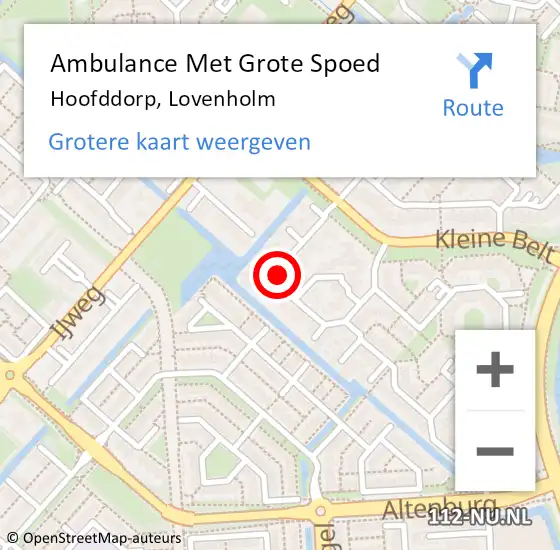 Locatie op kaart van de 112 melding: Ambulance Met Grote Spoed Naar Hoofddorp, Lovenholm op 13 augustus 2022 12:27