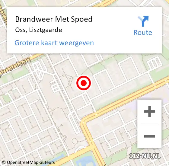 Locatie op kaart van de 112 melding: Brandweer Met Spoed Naar Oss, Lisztgaarde op 13 augustus 2022 12:46