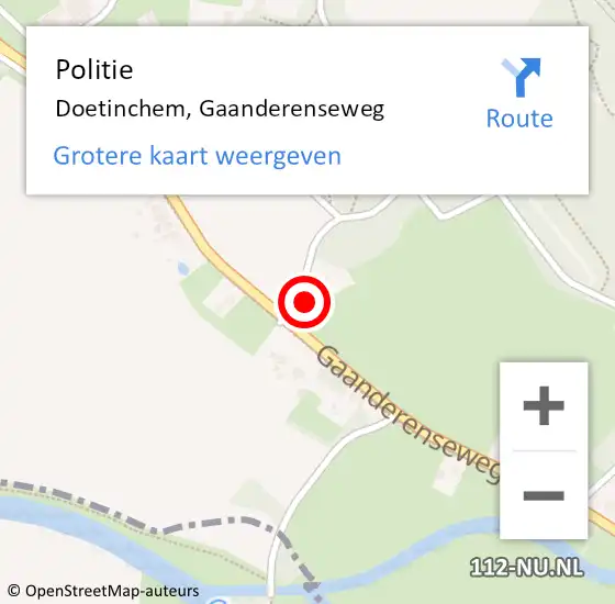 Locatie op kaart van de 112 melding: Politie Doetinchem, Gaanderenseweg op 13 augustus 2022 12:46