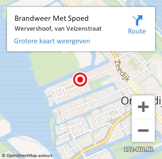 Locatie op kaart van de 112 melding: Brandweer Met Spoed Naar Wervershoof, van Velzenstraat op 13 augustus 2022 13:01