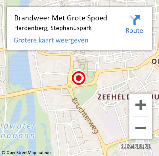 Locatie op kaart van de 112 melding: Brandweer Met Grote Spoed Naar Hardenberg, Stephanuspark op 13 augustus 2022 13:10