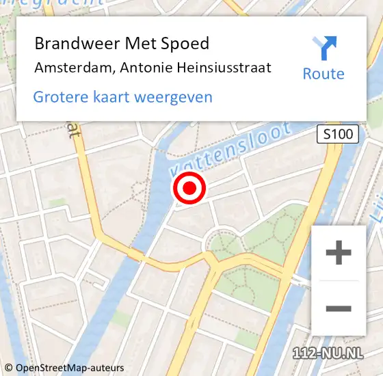 Locatie op kaart van de 112 melding: Brandweer Met Spoed Naar Amsterdam, Antonie Heinsiusstraat op 13 augustus 2022 13:19