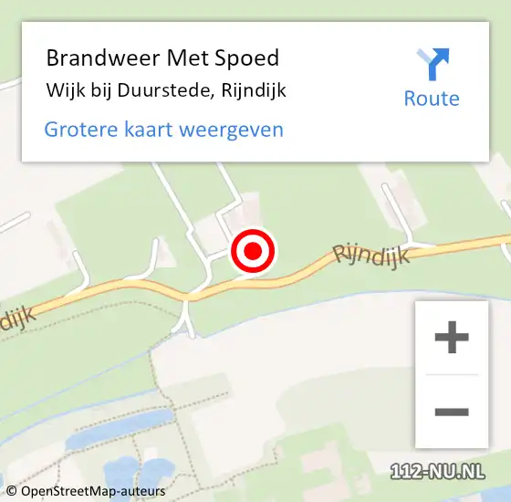 Locatie op kaart van de 112 melding: Brandweer Met Spoed Naar Wijk bij Duurstede, Rijndijk op 13 augustus 2022 13:23