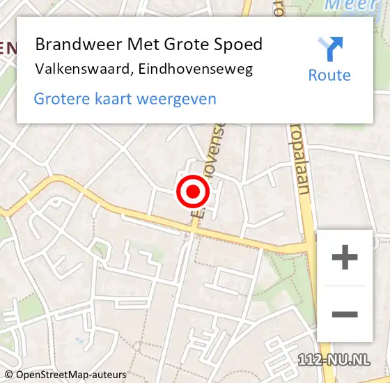 Locatie op kaart van de 112 melding: Brandweer Met Grote Spoed Naar Valkenswaard, Eindhovenseweg op 13 augustus 2022 13:31