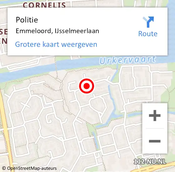 Locatie op kaart van de 112 melding: Politie Emmeloord, IJsselmeerlaan op 13 augustus 2022 13:33