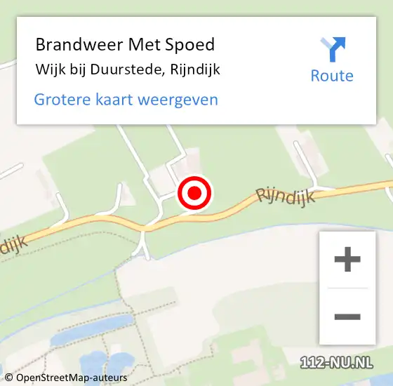 Locatie op kaart van de 112 melding: Brandweer Met Spoed Naar Wijk bij Duurstede, Rijndijk op 13 augustus 2022 13:45