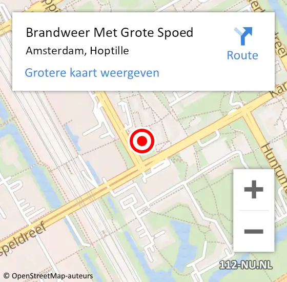 Locatie op kaart van de 112 melding: Brandweer Met Grote Spoed Naar Amsterdam-Zuidoost, Hoptille op 13 augustus 2022 14:09