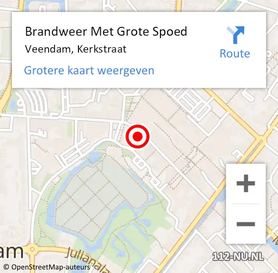 Locatie op kaart van de 112 melding: Brandweer Met Grote Spoed Naar Veendam, Kerkstraat op 13 augustus 2022 14:44