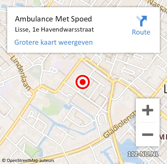 Locatie op kaart van de 112 melding: Ambulance Met Spoed Naar Lisse, 1e Havendwarsstraat op 13 augustus 2022 14:57