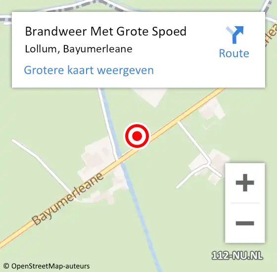 Locatie op kaart van de 112 melding: Brandweer Met Grote Spoed Naar Lollum, Bayumerleane op 13 augustus 2022 15:02