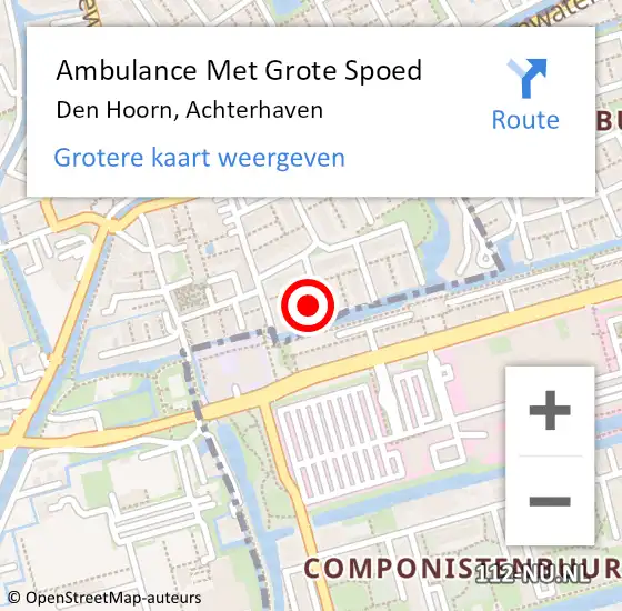 Locatie op kaart van de 112 melding: Ambulance Met Grote Spoed Naar Den Hoorn, Achterhaven op 13 augustus 2022 15:20