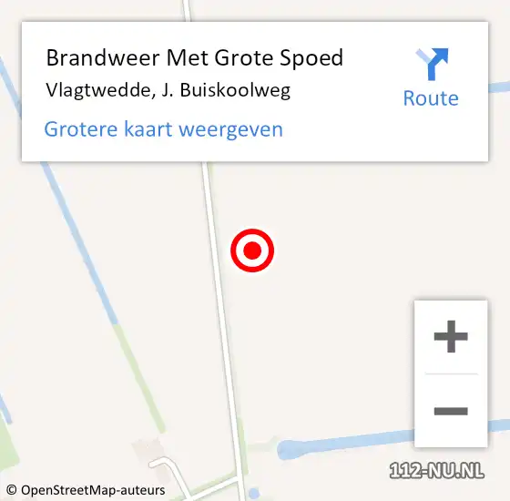 Locatie op kaart van de 112 melding: Brandweer Met Grote Spoed Naar Vlagtwedde, J. Buiskoolweg op 13 augustus 2022 15:22