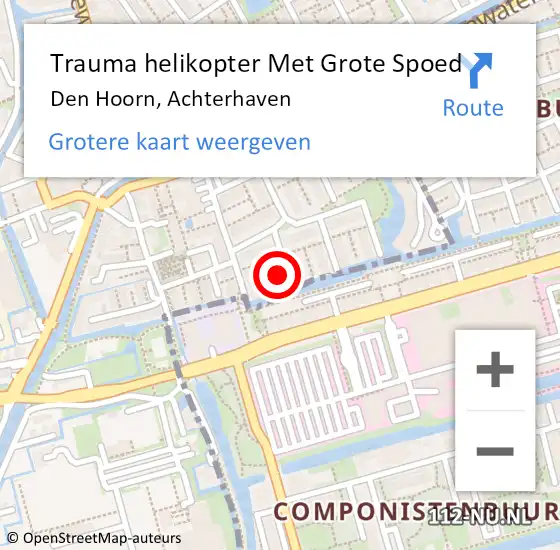 Locatie op kaart van de 112 melding: Trauma helikopter Met Grote Spoed Naar Den Hoorn, Achterhaven op 13 augustus 2022 15:29