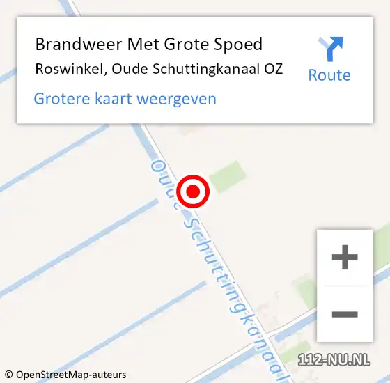 Locatie op kaart van de 112 melding: Brandweer Met Grote Spoed Naar Roswinkel, Oude Schuttingkanaal OZ op 13 augustus 2022 15:35