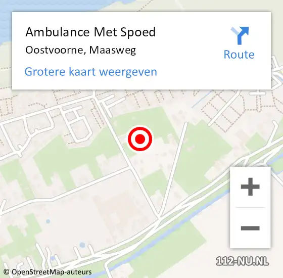 Locatie op kaart van de 112 melding: Ambulance Met Spoed Naar Oostvoorne, Maasweg op 13 augustus 2022 15:51