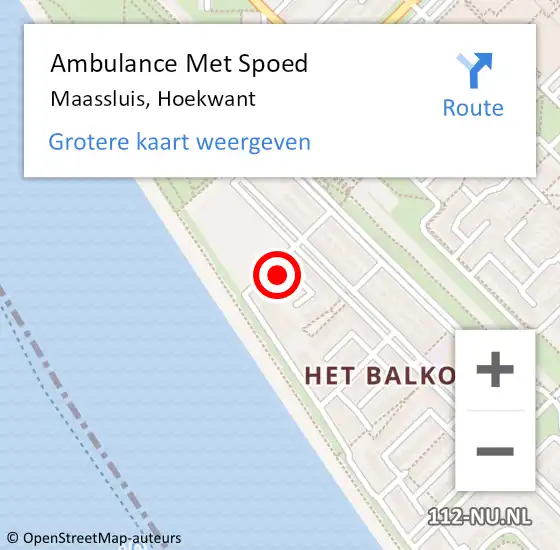 Locatie op kaart van de 112 melding: Ambulance Met Spoed Naar Maassluis, Hoekwant op 13 augustus 2022 15:54