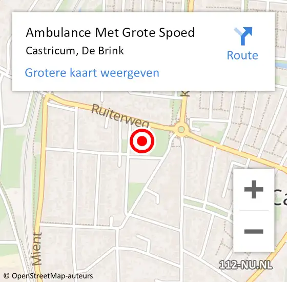 Locatie op kaart van de 112 melding: Ambulance Met Grote Spoed Naar Castricum, De Brink op 13 augustus 2022 15:55