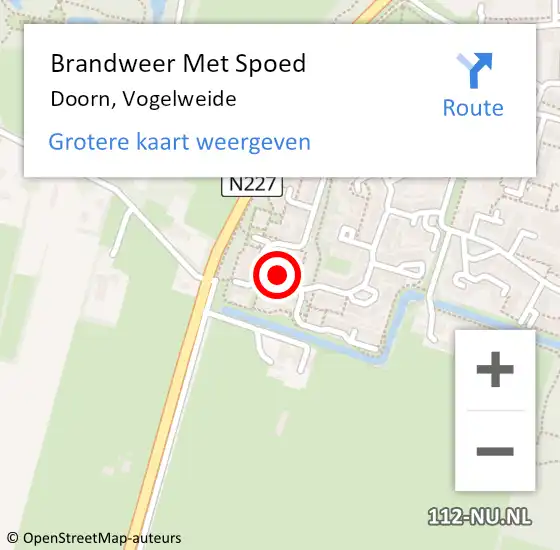 Locatie op kaart van de 112 melding: Brandweer Met Spoed Naar Doorn, Vogelweide op 13 augustus 2022 16:04