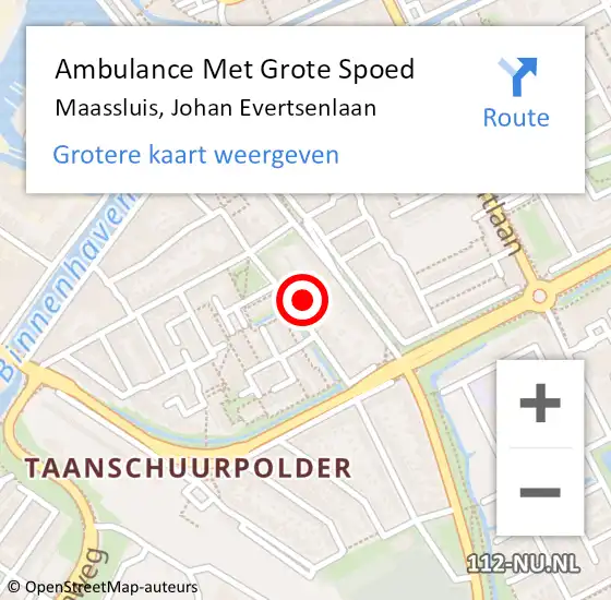 Locatie op kaart van de 112 melding: Ambulance Met Grote Spoed Naar Maassluis, Johan Evertsenlaan op 13 augustus 2022 16:06