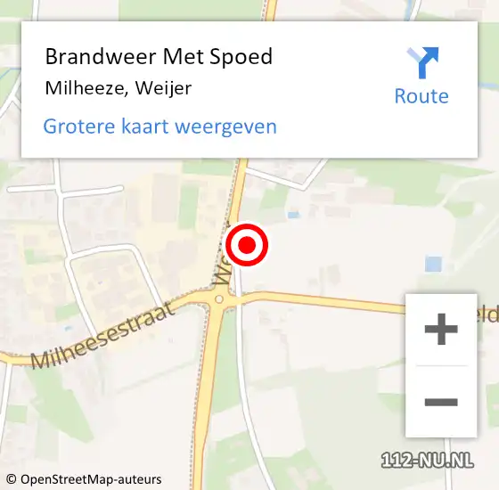 Locatie op kaart van de 112 melding: Brandweer Met Spoed Naar Milheeze, Weijer op 13 augustus 2022 16:23