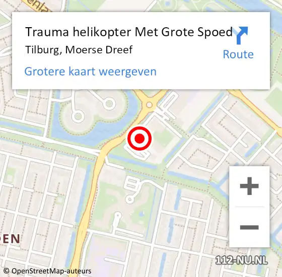 Locatie op kaart van de 112 melding: Trauma helikopter Met Grote Spoed Naar Tilburg, Moerse Dreef op 13 augustus 2022 16:30