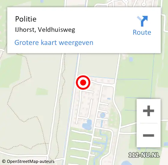 Locatie op kaart van de 112 melding: Politie IJhorst, Veldhuisweg op 13 augustus 2022 16:41