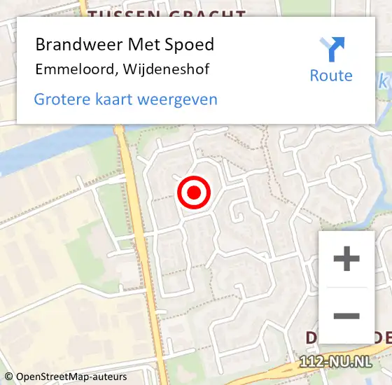 Locatie op kaart van de 112 melding: Brandweer Met Spoed Naar Emmeloord, Wijdeneshof op 13 augustus 2022 16:41