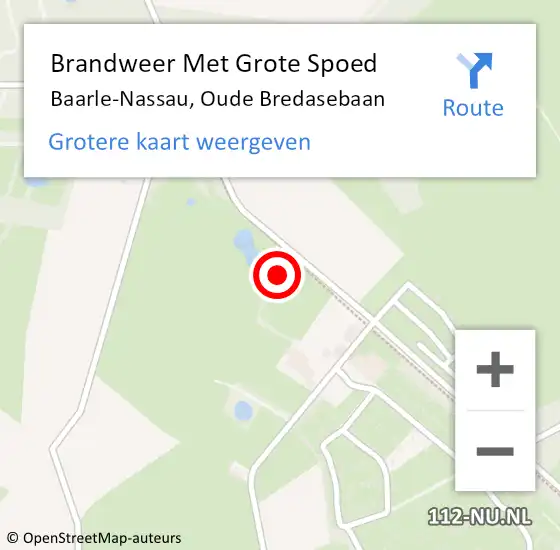 Locatie op kaart van de 112 melding: Brandweer Met Grote Spoed Naar Baarle-Nassau, Oude Bredasebaan op 13 augustus 2022 16:48
