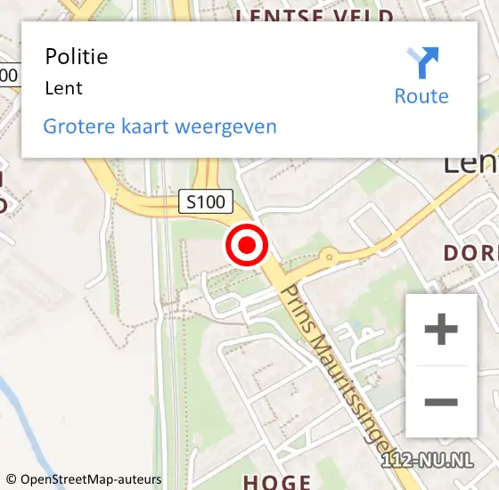 Locatie op kaart van de 112 melding: Politie Lent op 13 augustus 2022 16:49