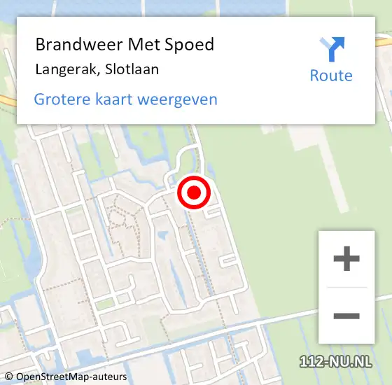 Locatie op kaart van de 112 melding: Brandweer Met Spoed Naar Langerak, Slotlaan op 13 augustus 2022 16:49