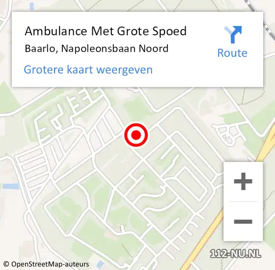 Locatie op kaart van de 112 melding: Ambulance Met Grote Spoed Naar Baarlo, Napoleonsbaan Noord op 13 augustus 2022 17:00