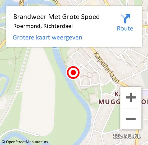 Locatie op kaart van de 112 melding: Brandweer Met Grote Spoed Naar Roermond, Richterdael op 13 augustus 2022 17:10