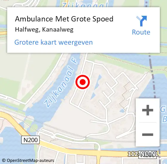 Locatie op kaart van de 112 melding: Ambulance Met Grote Spoed Naar Halfweg, Kanaalweg op 13 augustus 2022 17:11