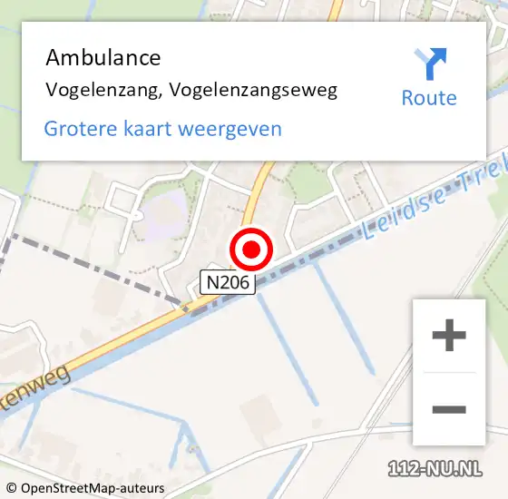Locatie op kaart van de 112 melding: Ambulance Vogelenzang, Vogelenzangseweg op 13 augustus 2022 17:13