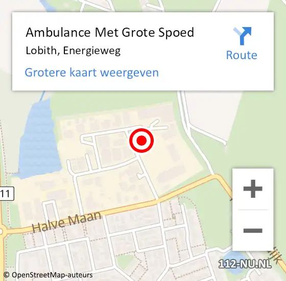 Locatie op kaart van de 112 melding: Ambulance Met Grote Spoed Naar Lobith, Energieweg op 26 juli 2014 09:32