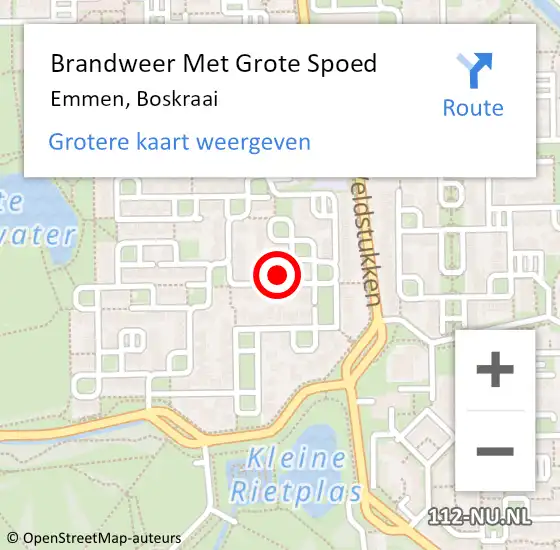 Locatie op kaart van de 112 melding: Brandweer Met Grote Spoed Naar Emmen, Boskraai op 13 augustus 2022 17:23