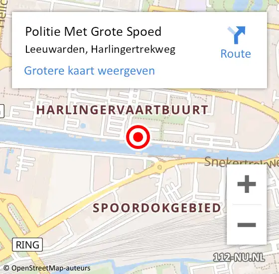 Locatie op kaart van de 112 melding: Politie Met Grote Spoed Naar Leeuwarden, Harlingertrekweg op 13 augustus 2022 17:23