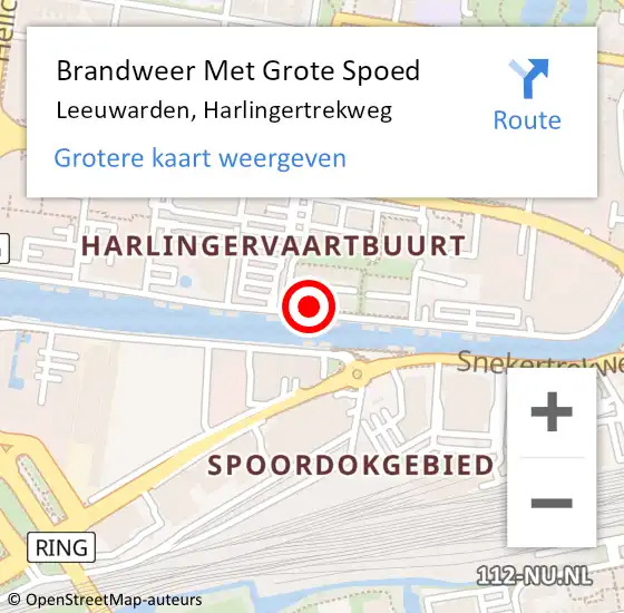 Locatie op kaart van de 112 melding: Brandweer Met Grote Spoed Naar Leeuwarden, Harlingertrekweg op 13 augustus 2022 17:24