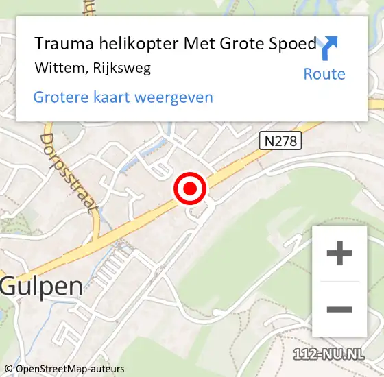 Locatie op kaart van de 112 melding: Trauma helikopter Met Grote Spoed Naar Wittem, Rijksweg op 13 augustus 2022 17:40