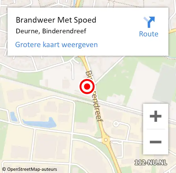 Locatie op kaart van de 112 melding: Brandweer Met Spoed Naar Deurne, Binderendreef op 13 augustus 2022 17:50