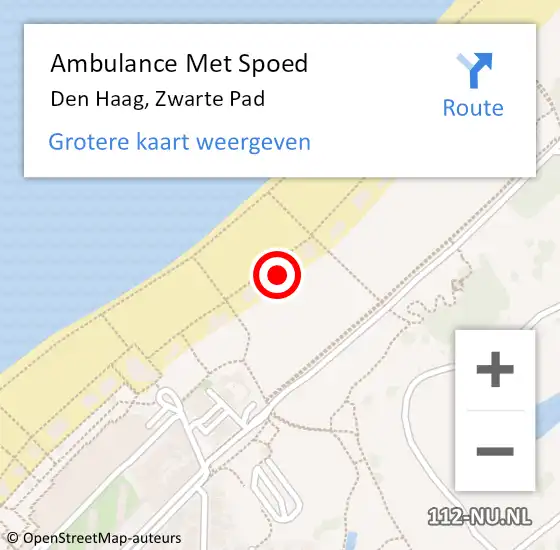 Locatie op kaart van de 112 melding: Ambulance Met Spoed Naar Den Haag, Zwarte Pad op 13 augustus 2022 18:00