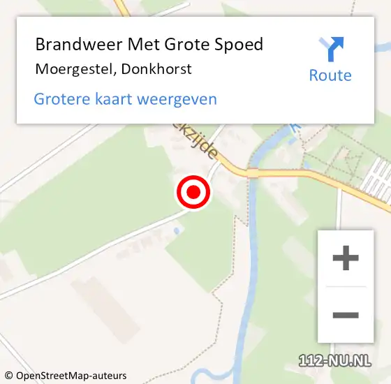 Locatie op kaart van de 112 melding: Brandweer Met Grote Spoed Naar Moergestel, Donkhorst op 13 augustus 2022 18:00