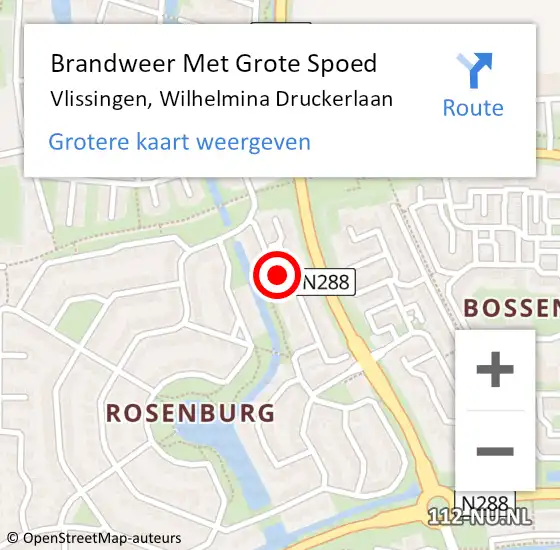 Locatie op kaart van de 112 melding: Brandweer Met Grote Spoed Naar Vlissingen, Wilhelmina Druckerlaan op 13 augustus 2022 18:08