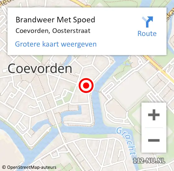 Locatie op kaart van de 112 melding: Brandweer Met Spoed Naar Coevorden, Oosterstraat op 26 juli 2014 09:38