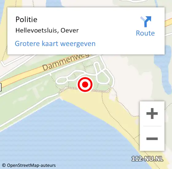 Locatie op kaart van de 112 melding: Politie Hellevoetsluis, Oever op 13 augustus 2022 18:11