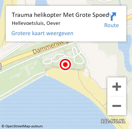 Locatie op kaart van de 112 melding: Trauma helikopter Met Grote Spoed Naar Hellevoetsluis, Oever op 13 augustus 2022 18:12