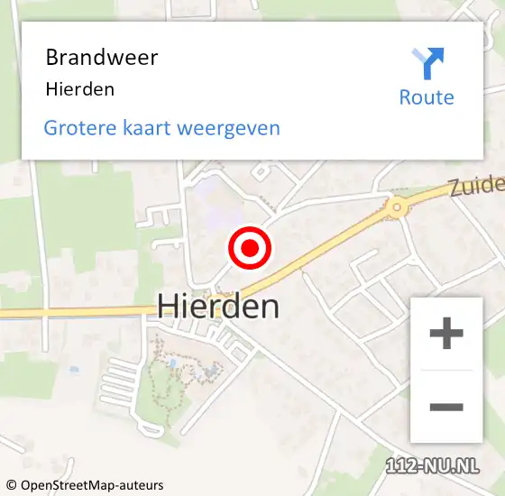 Locatie op kaart van de 112 melding: Brandweer Hierden op 13 augustus 2022 18:19