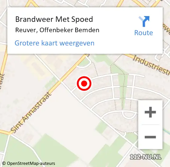 Locatie op kaart van de 112 melding: Brandweer Met Spoed Naar Reuver, Offenbeker Bemden op 13 augustus 2022 18:34