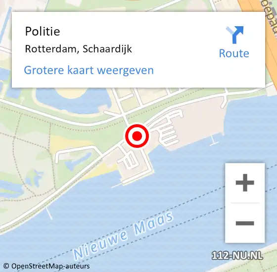 Locatie op kaart van de 112 melding: Politie Rotterdam, Schaardijk op 13 augustus 2022 18:44